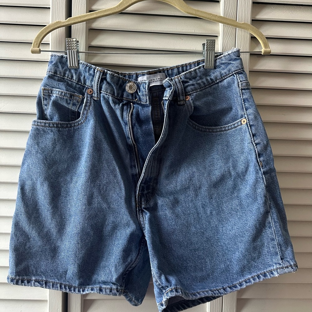 Zara Blue Jean Shorts High-Waisted Vintage Style